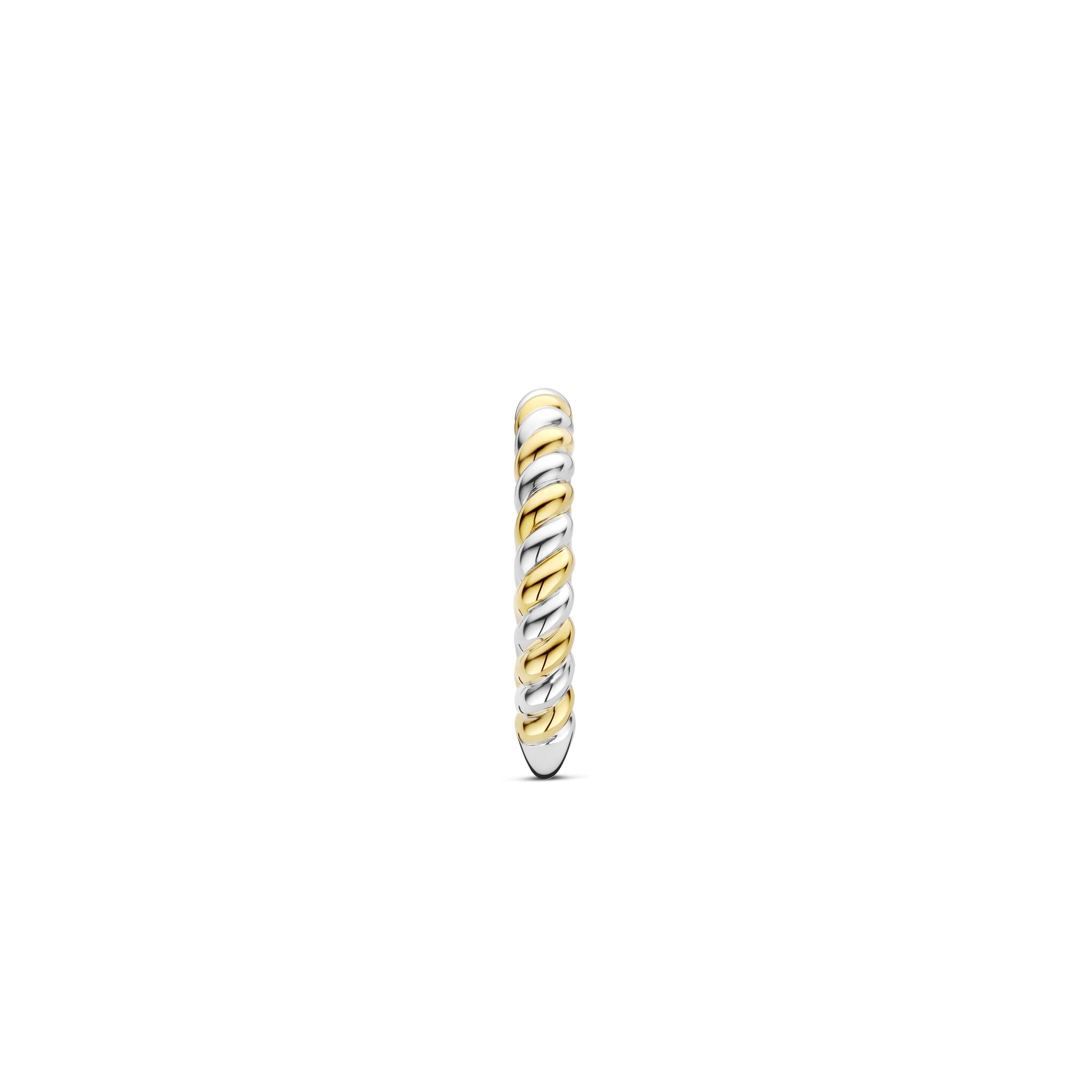 Ti Sento Sterling Silver & Yellow Gold Plated Twisted Ring (Size 58)