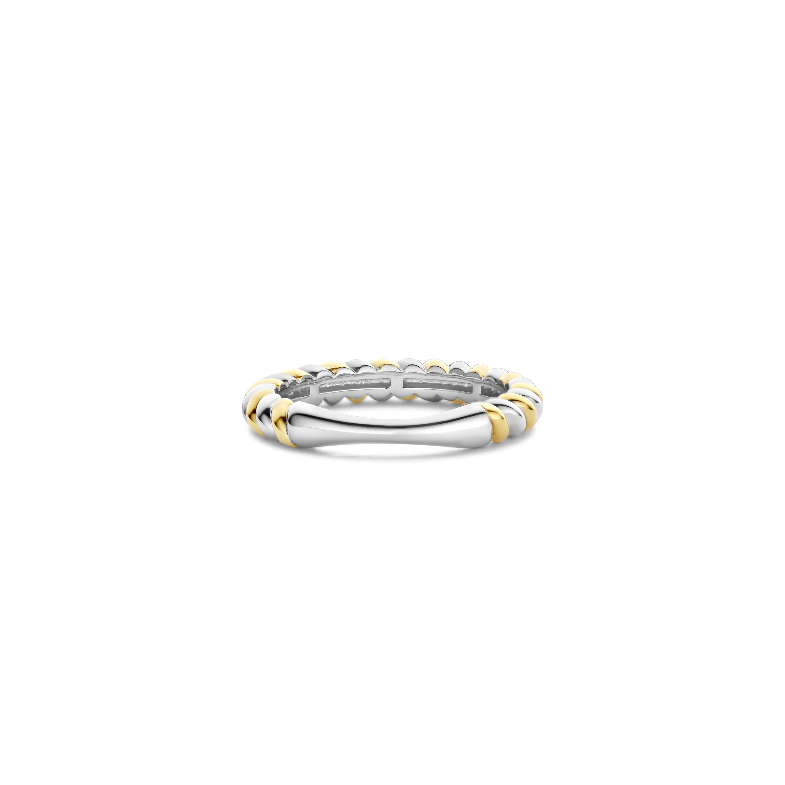 Ti Sento Sterling Silver & Yellow Gold Plated Twisted Ring (Size 58)