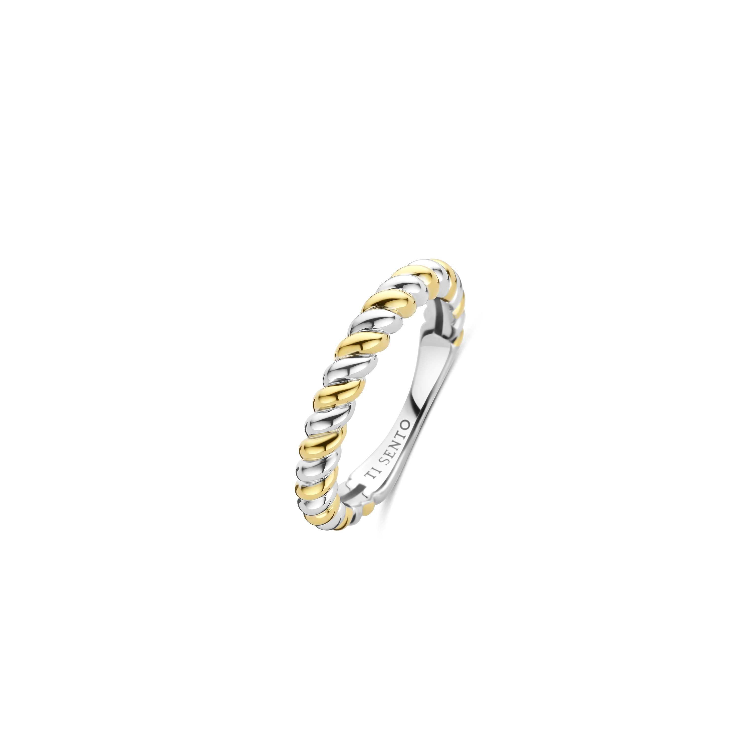 Ti Sento Sterling Silver & Yellow Gold Plated Twisted Ring (Size 58)