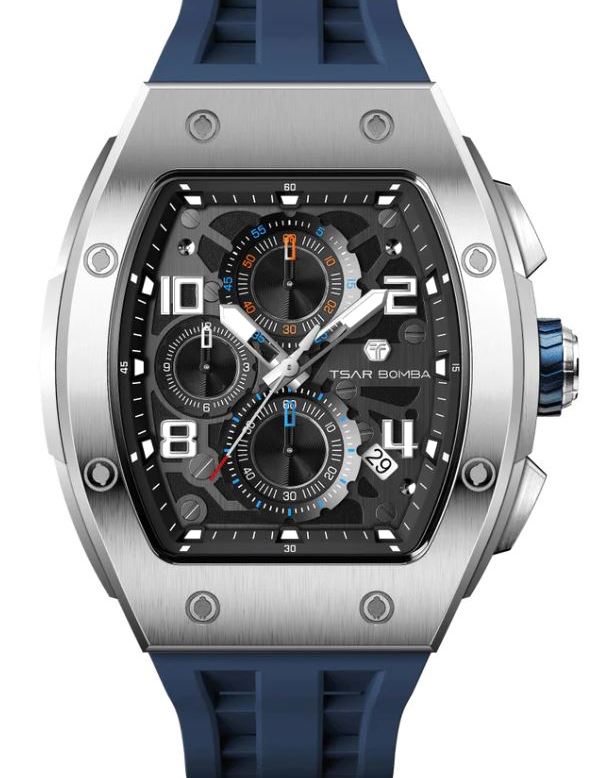 Tsar Bomba Elemental Quartz Chronograph Watch TB8224Q-02 – Blue Silicone Strap
