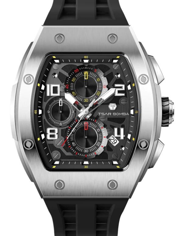 Tsar Bomba Elemental Quartz Chronograph Watch TB8224Q-01 – Black Silicone Strap