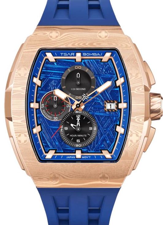 Tsar Bomba Elemental Quartz Chronograph Watch TB8211QII-10 – Blue Silicone Strap
