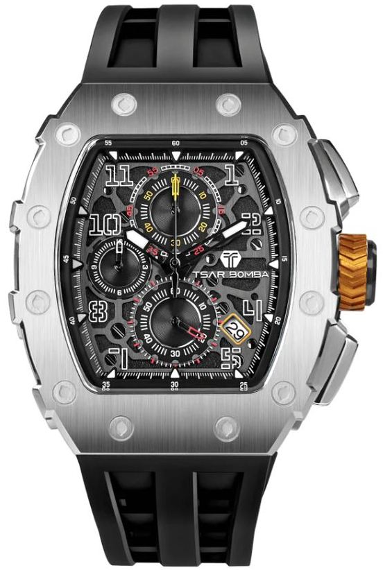 Tsar Bomba Elemental Quartz Chronograph Watch TB8204Q-13 – Black Silicone Strap