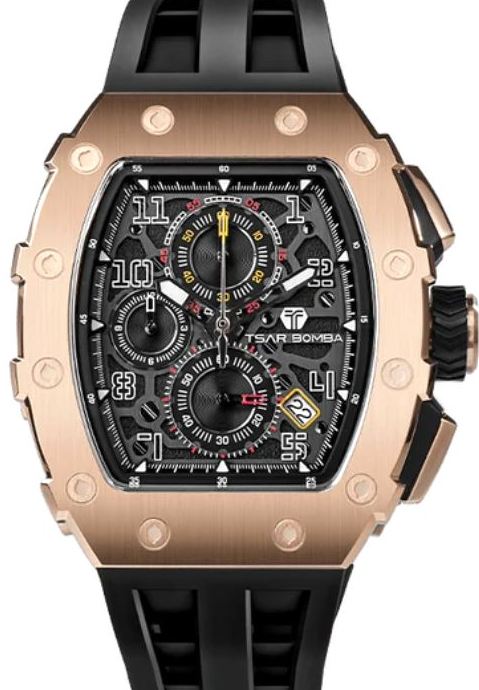 Tsar Bomba Elemental Quartz Chronograph Watch TB8204Q-35 – Black Silicone Strap