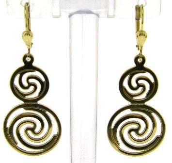 Vintage 14ct Yellow Gold Double Circle Drop Earrings