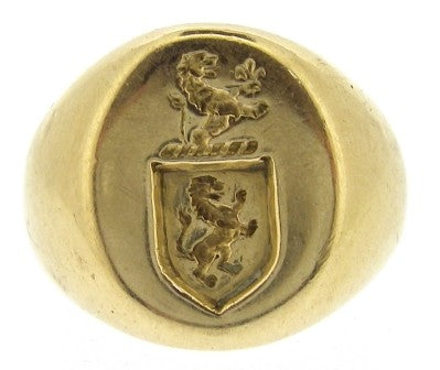 Vintage 14ct Yellow Lion Crest Ring