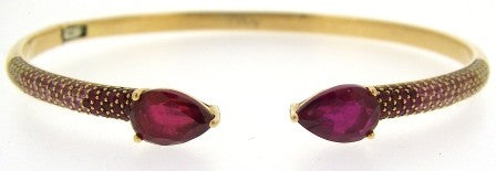 Vintage 18ct Rose Gold Pink And Clear Stons Set Torc Bangle