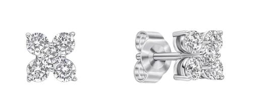 Diamondfire Sterling Silver CZ Cluster Flower Stud Earrings