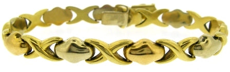 Vintage 18ct Yellow, White And Rose Gold Fancy Link Bracelet 7'