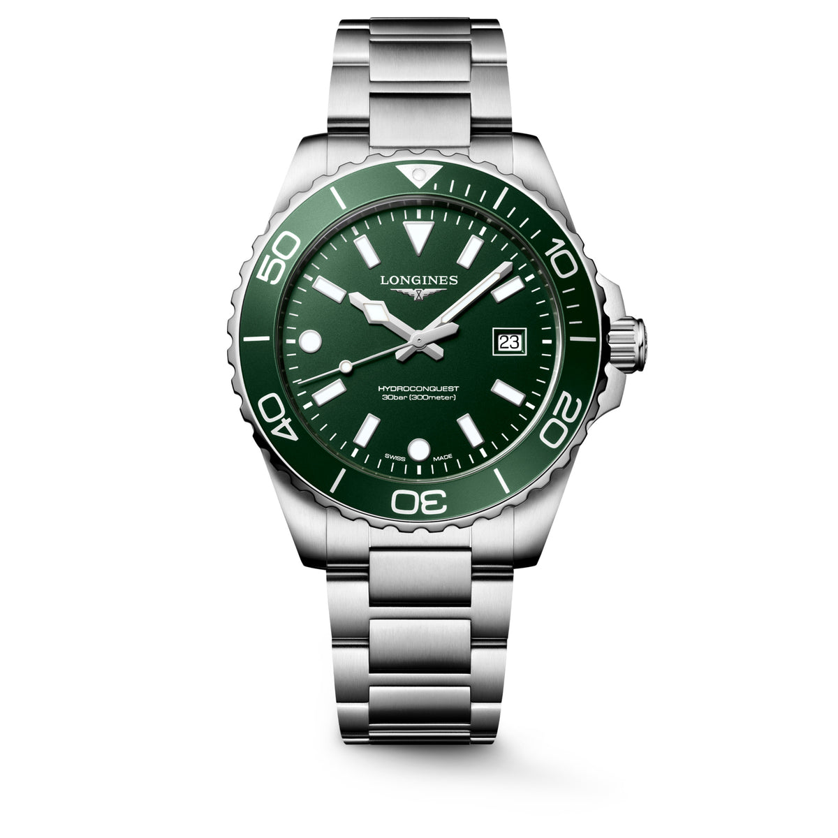 Longines HydroConquest 42mm Green Bezel Quartz Mens Watch