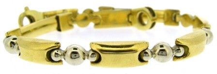 Vintage 18ct Yellow And White Gold Fancy Link Bracelet 8'