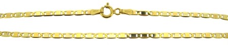 Vintage 18ct Yellow, White And Rose Gold Flat Anchor Link Chain 16'
