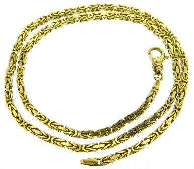 Vintage 18ct Yellow Gold Byzantine Link Chain 18.5'