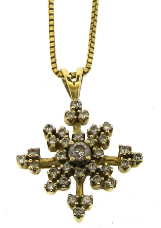 Vintage 18ct Yellow Gold Diamond Pendant And Chain 18'
