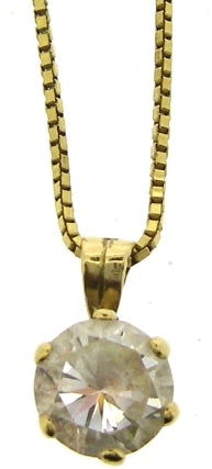 Vintage 18ct Yellow Gold Cubic Zirconia Pendant And Chain 17'