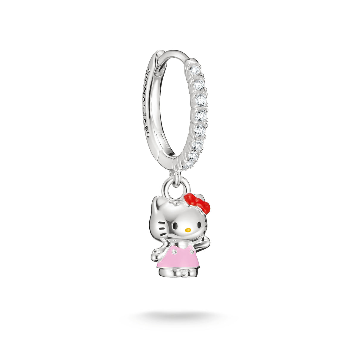 Thomas Sabo Silver Plated Single Pink Hello Kitty Hoop Earring With CZ