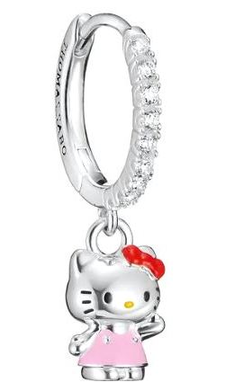 Thomas Sabo Silver Plated Single Pink Hello Kitty Hoop Earring With Cubic Zirconia