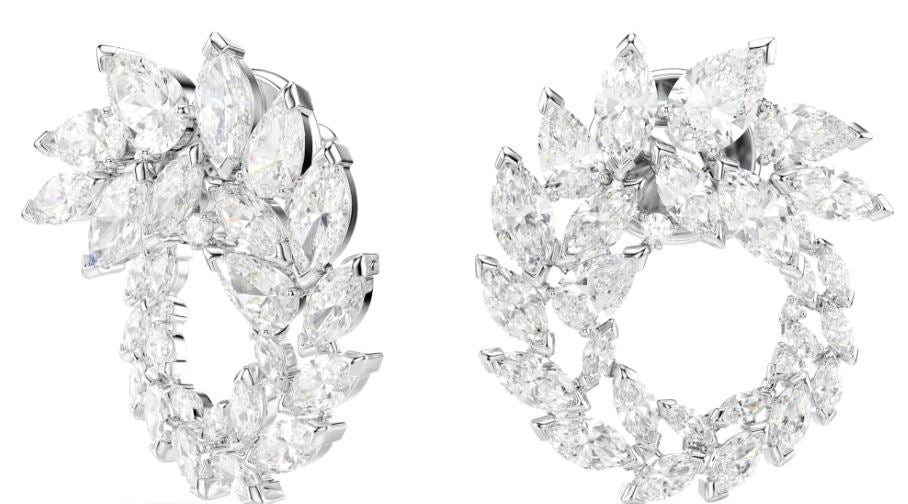 Swarovski Mesmera Hoop Earrings, Marquise Cut, White Rhodium Plated