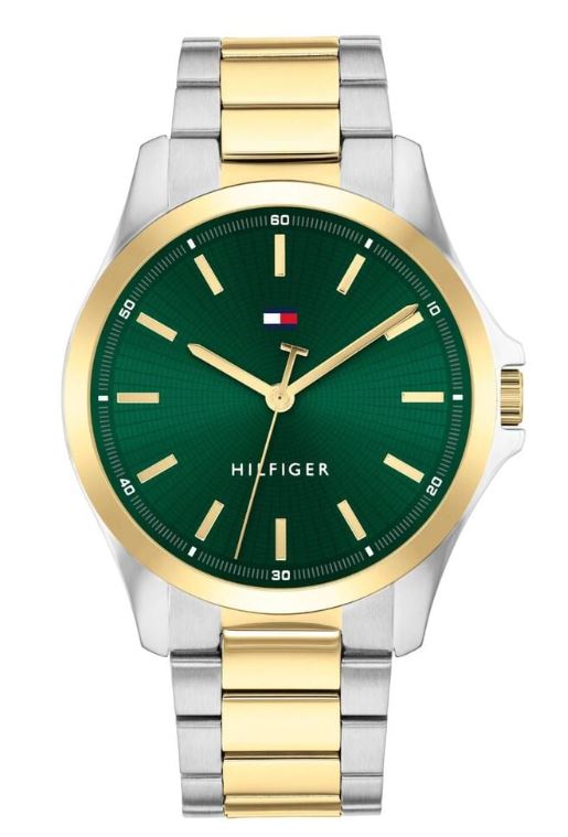 Tommy Hilfiger Bruce 43mm Green Dial Stainless Steel and Yellow Gold Plated Bracelet Quartz Mens Watch