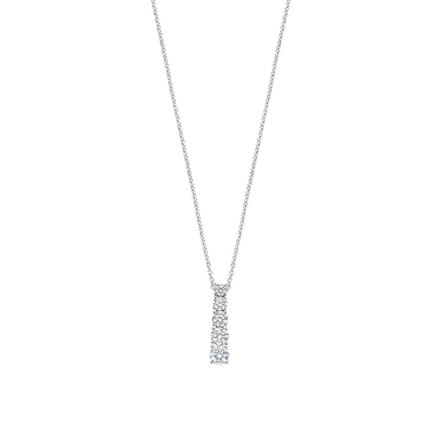Ti Sento Sterling Silver 5 Cubic Zirconia Graduated Drop Necklace 38-48cm