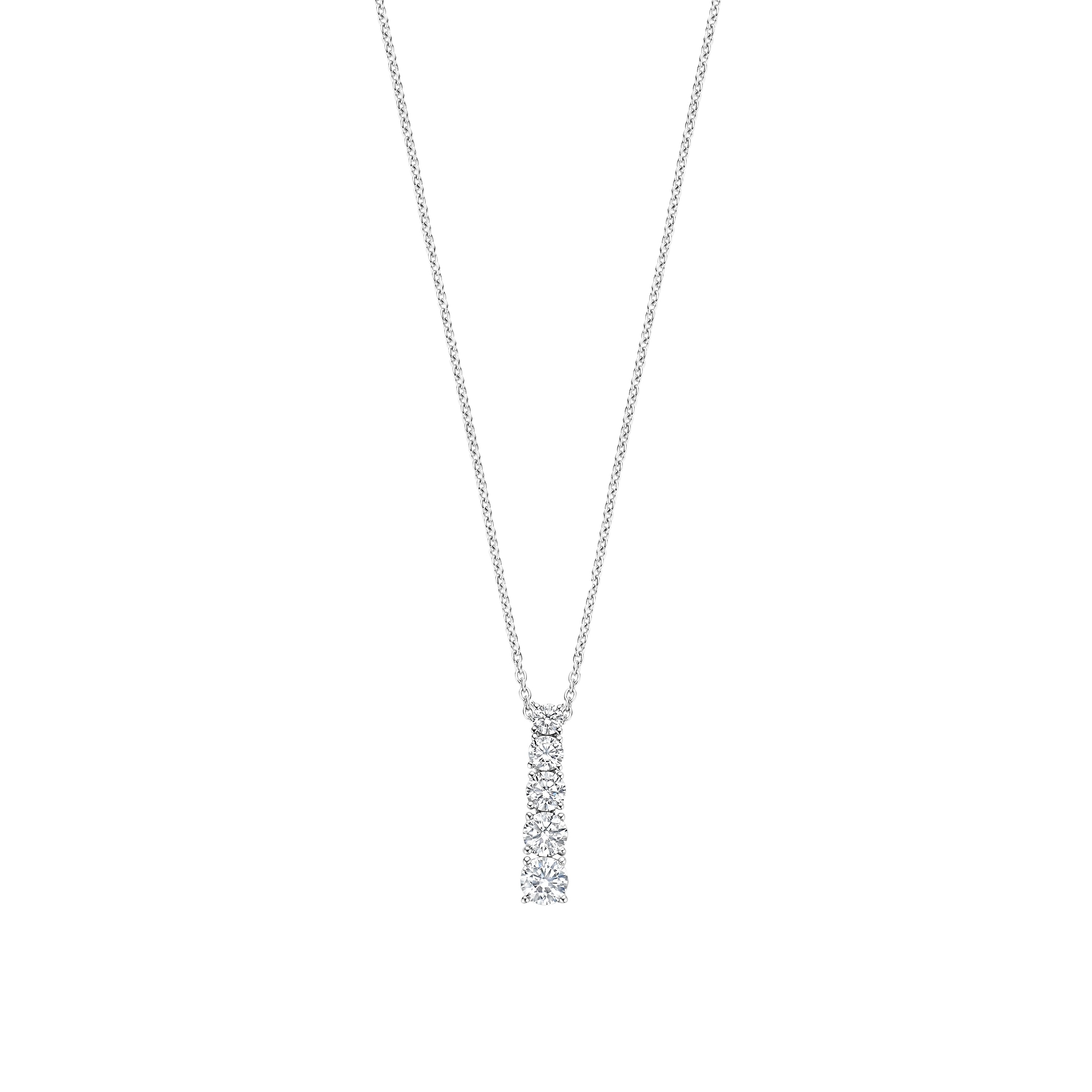 Ti Sento Sterling Silver 5 Cubic Zirconia Graduated Drop Necklace 38-48cm