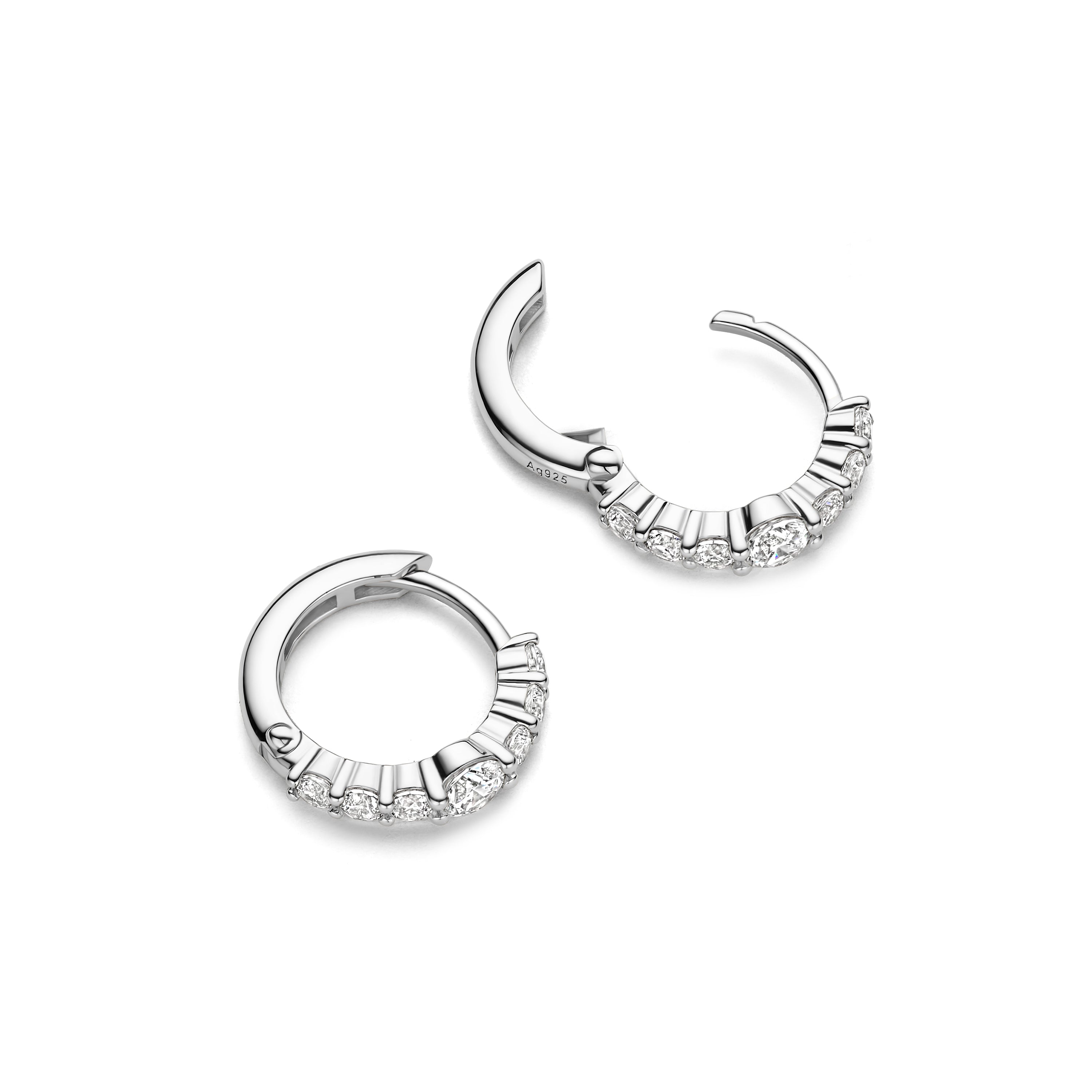 Ti Sento Sterling Silver Cubic Zirconia Tennis Hoop Earrings 14mm