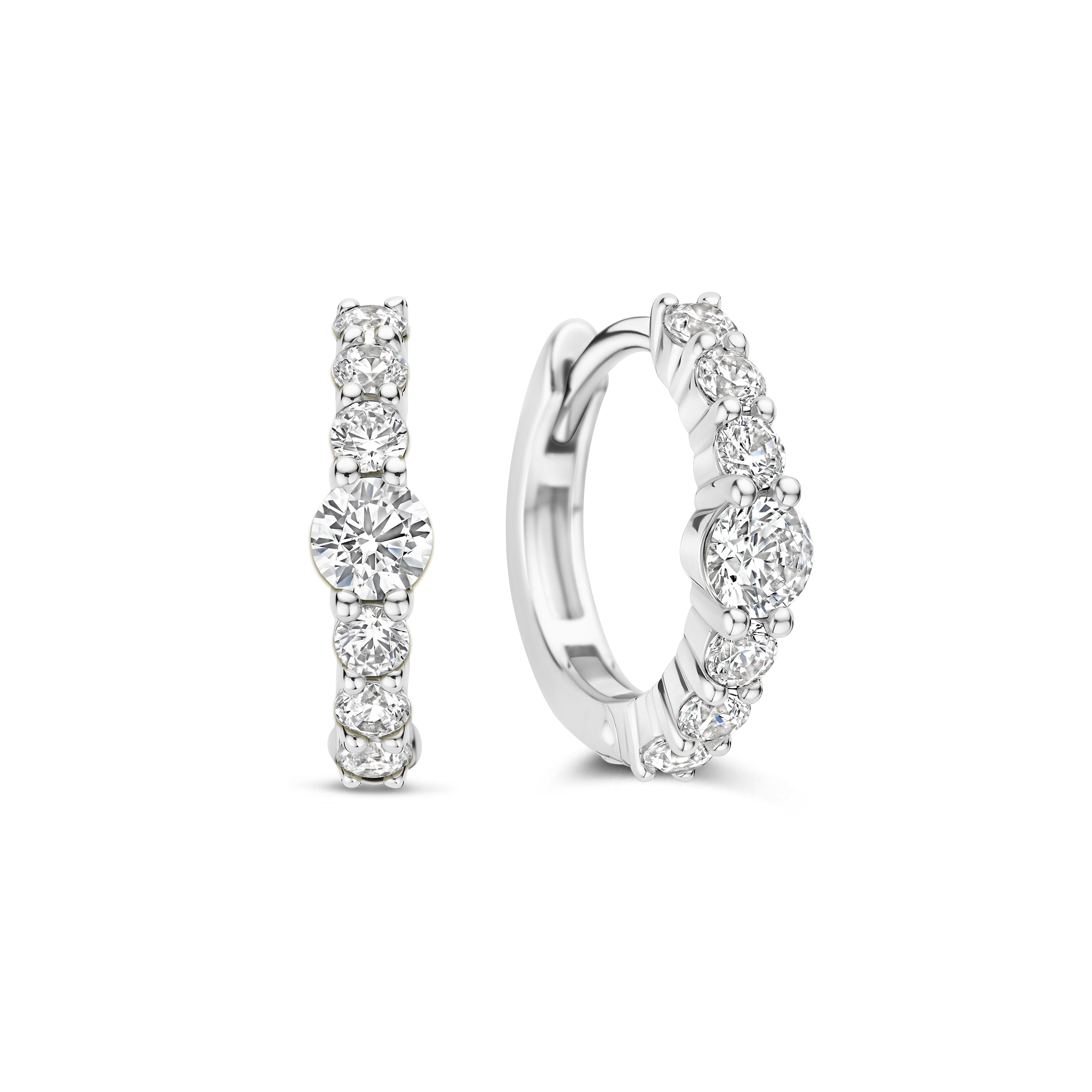 Ti Sento Sterling Silver Cubic Zirconia Tennis Hoop Earrings 14mm