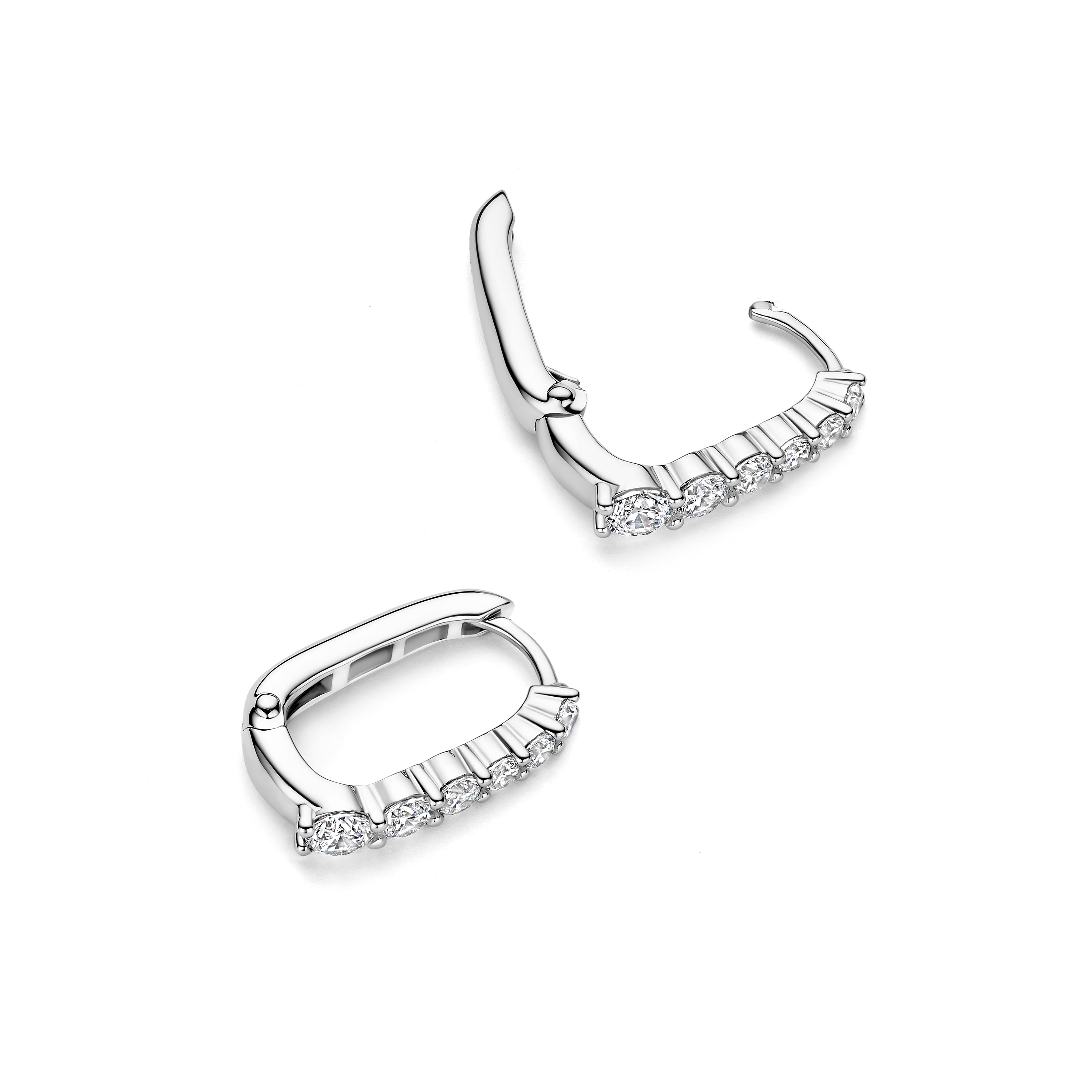 Ti Sento Sterling Silver Graduated Cubic Zirconia Oval Hoop Earrings 20mm