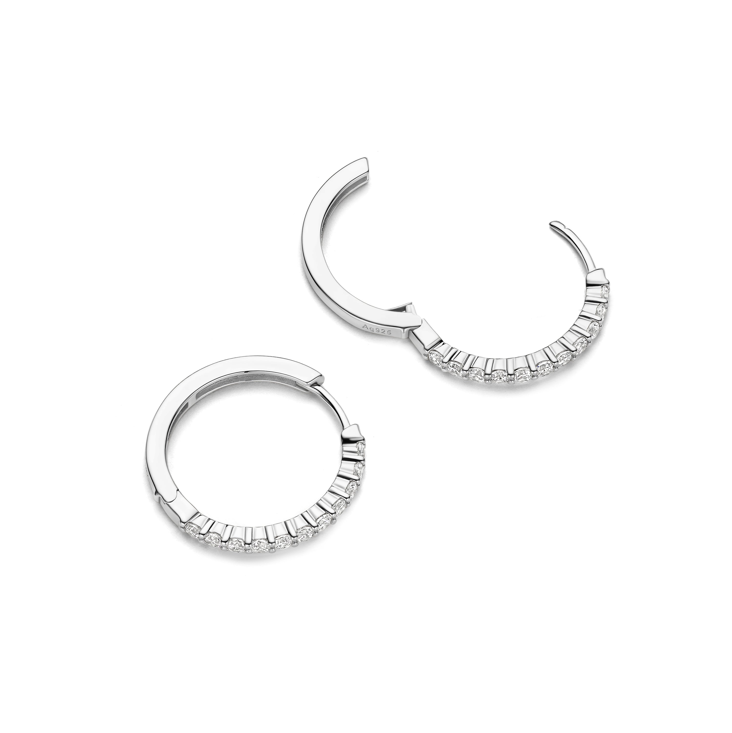 Ti Sento Sterling Silver Large Cubic Zirconia Tennis Hoop Earrings 21.5mm