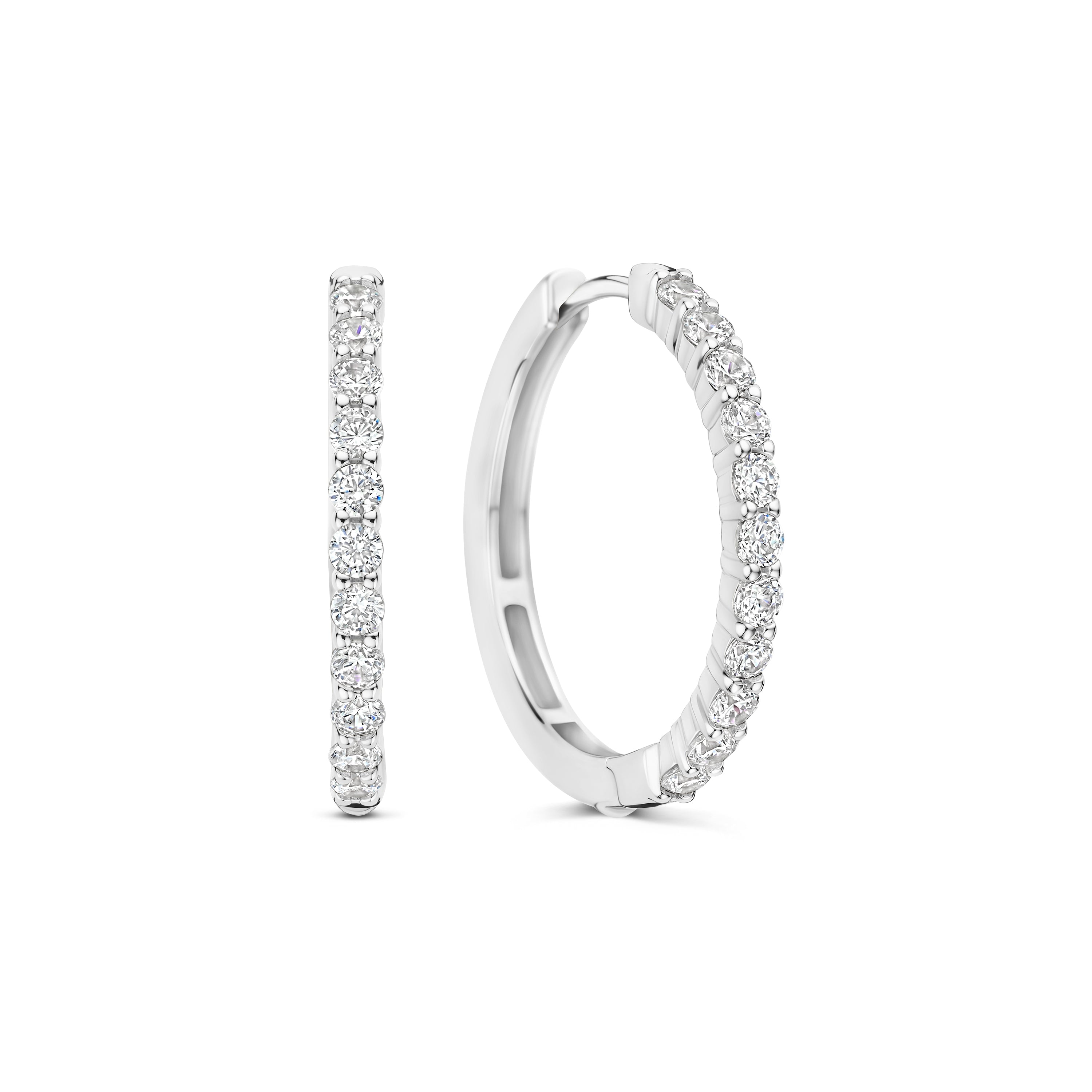 Ti Sento Sterling Silver Large Cubic Zirconia Tennis Hoop Earrings 21.5mm