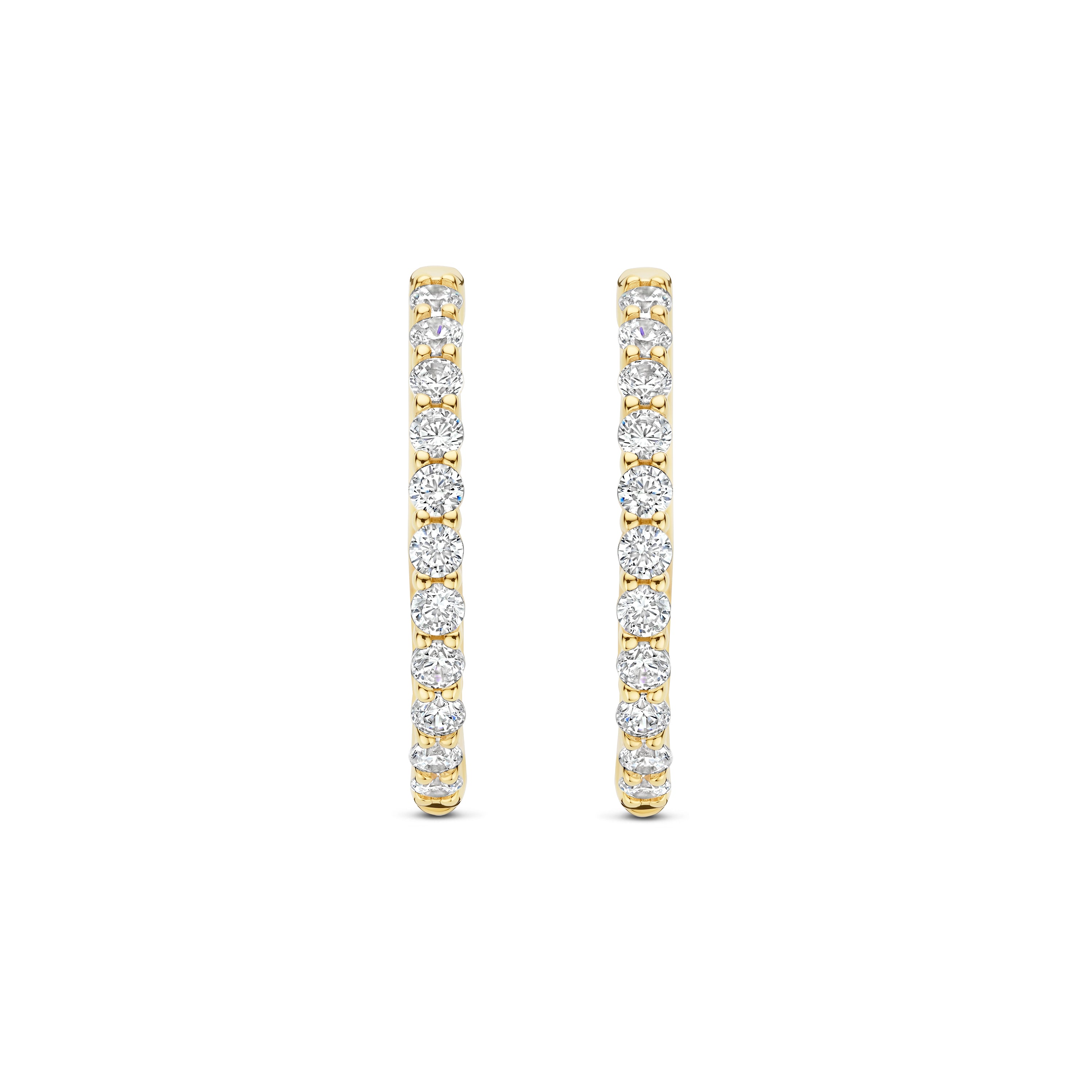 Ti Sento Sterling Silver Yellow Gold Plated Large Cubic Zirconia Tennis Hoop Earrings 21.5mm