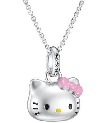 Thomas Sabo Silver Plated Hello Kitty Pink Bow Pendant 40-45cm