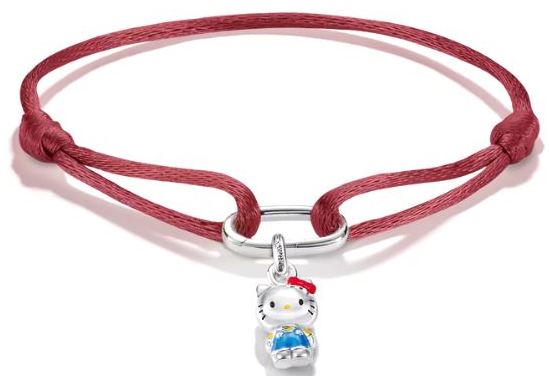 Thomas Sabo Hello Kitty Light Blue Textile Silver Plated Charm Bracelet with Connect Link 14-24cm