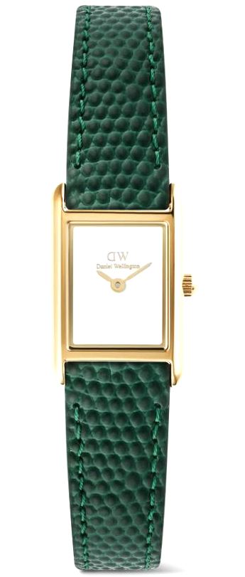Daniel Wellington Bound Mini - Green Lizard Leather Strap 17x25.9mm White Dial Quartz Ladies Watch