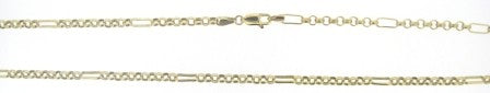 Vintage 9ct Yellow Gold Figaro Belcher Link Chain 18'