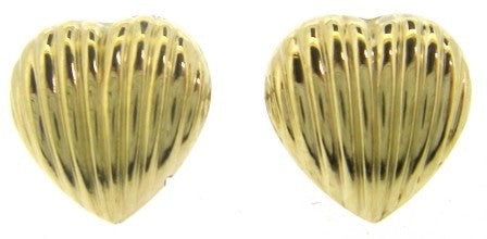 Vintage 9ct Yellow Gold Heart Stud Earrings