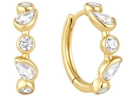 Ania Haie Gold Plated RD&Teardrop Cubic Zirconia Huggie Hoop Earrings 13.5mm