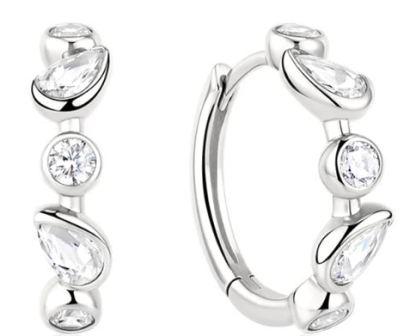 Ania Haie Sterling Silver RD&Teardrop Cubic Zirconia Huggie Hoop Earrings 13.5mm