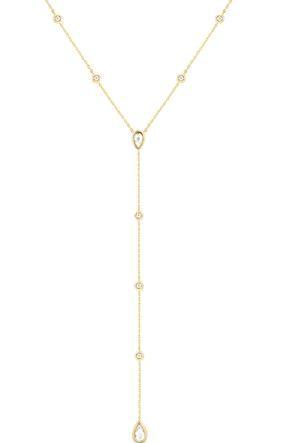 Ania Haie Gold Plated RD&Teardrop Cubic Zirconia Lariat Necklace 40.5-48cm