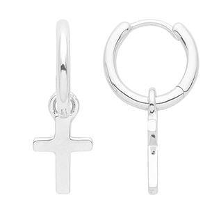 9ct Yellow Gold Cross Drop Sleeper Earrings