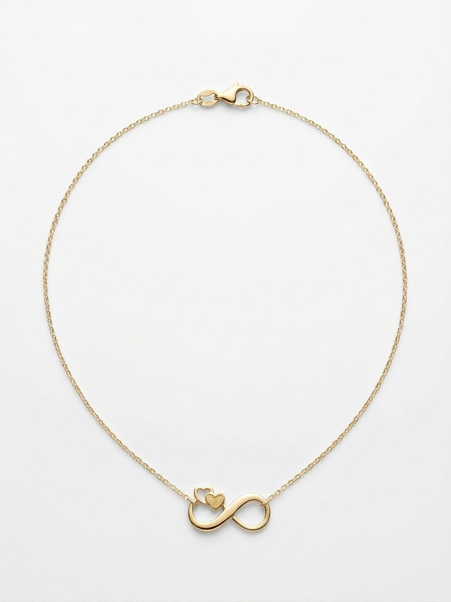 9ct Yellow Gold Infinity Heart Necklace 18"