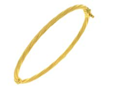 9ct Yellow Gold Textured Twist Hinged Bangle