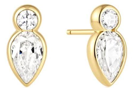 Ania Haie Gold Plated RD&Teardrop Cubic Zirconia Stud Earrings
