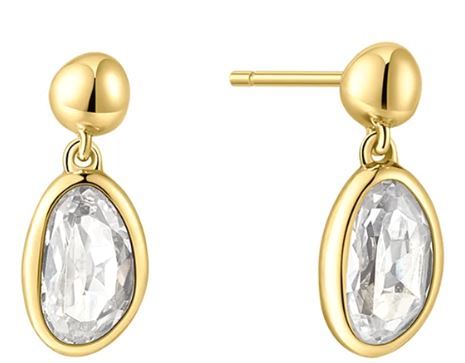 Ania Haie Gold Plated Bz Set Cubic Zirconia Pebble Drop Earrings