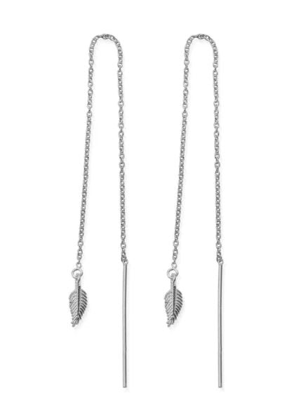 ChloBo Sterling Silver Feather Of Courage Pull Through Earrings
