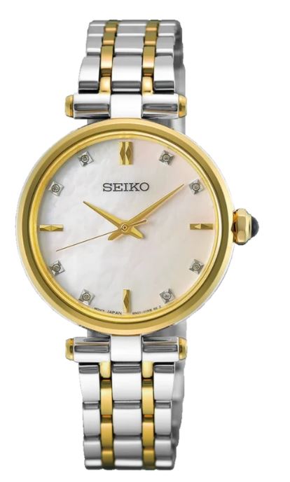 Seiko Ladies Two-Tone Quartz Watch 29.5mm Cream Dial with Diamond Hour Markers