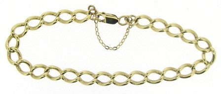 Vintage 9ct Yellow Gold Curb Link Bracelet with Safety Chain