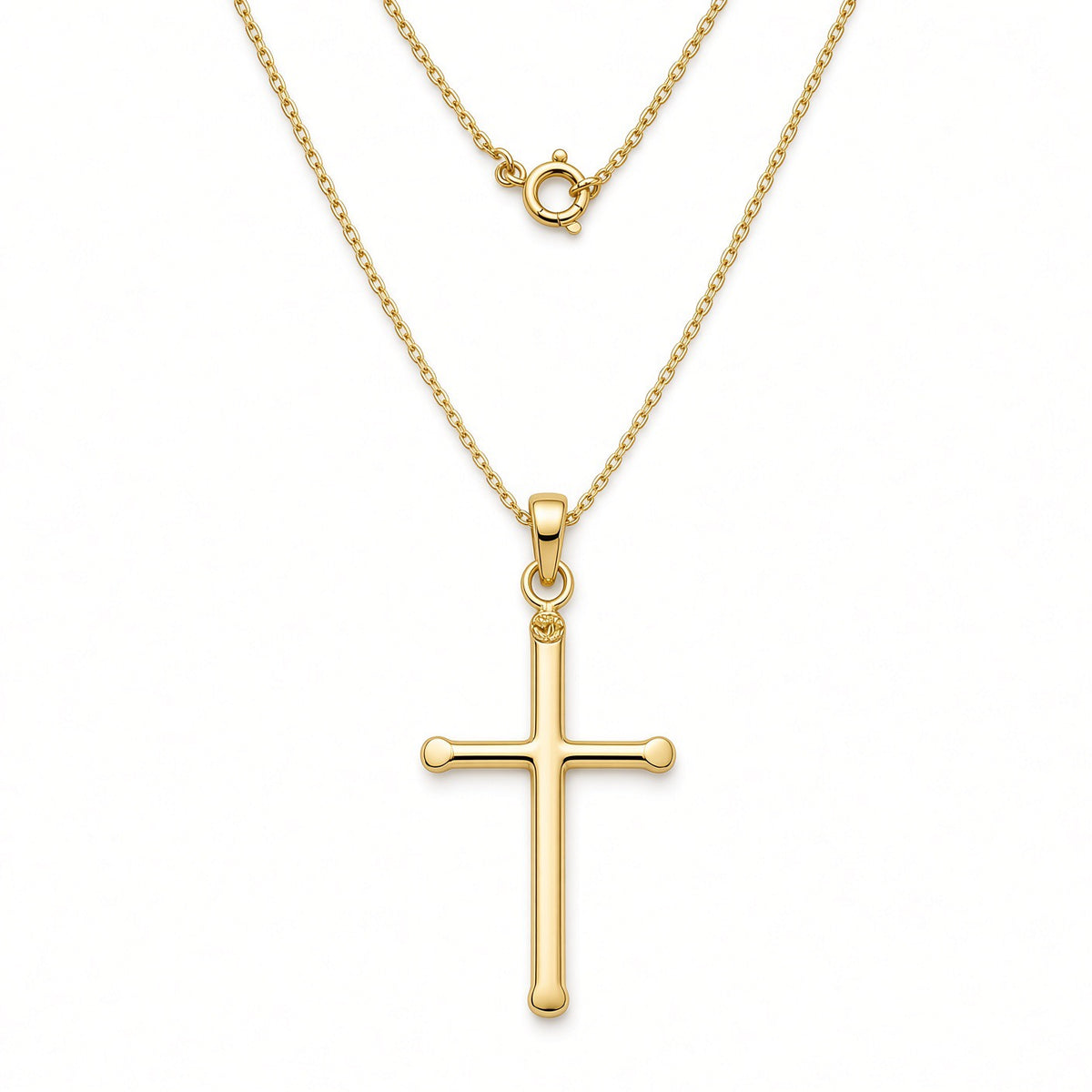 9ct Yellow Gold Plain Cross Pendant 17-18"