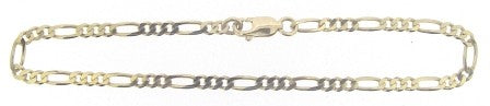 Vintage 9ct Yellow Gold Figaro Link Bracelet 7.5'