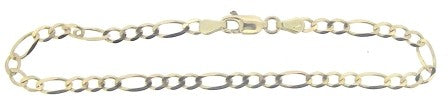 Vintage 9ct Yellow Gold Figaro Link Bracelet 7.5'